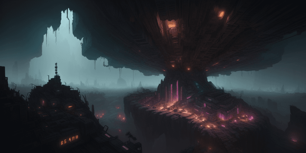 AI generated: underground cave dystopian piltover apocalyptic city,  highly detailed, 8 k digital art, trending on...