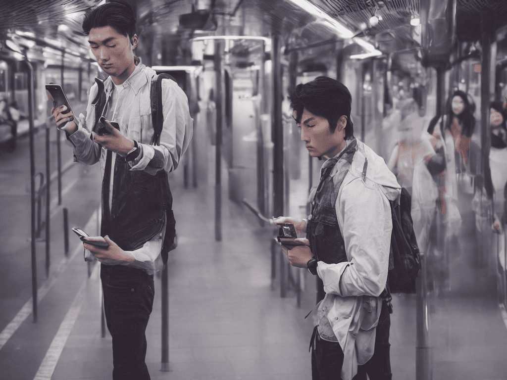 AI generated: photography, front view, full-body shot, artistic image capturing the essence of urban hustle with a...