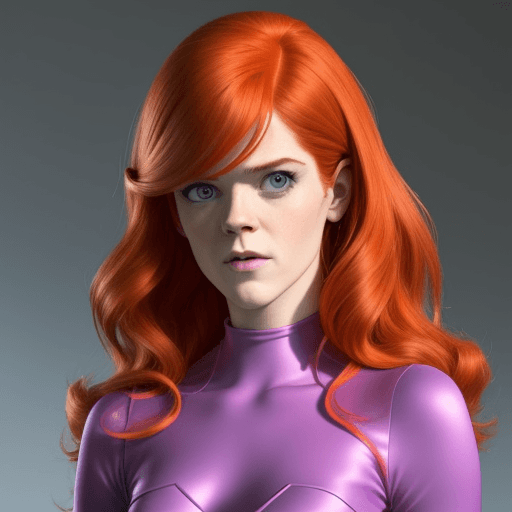 AI generated: Rose Leslie wearing a Daphne Blake costume.