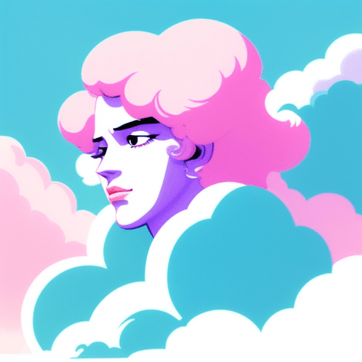 AI generated: A vintage illustration of a cloud, vaporwave aesthetic, in the style of Jim Steranko, light pink and...