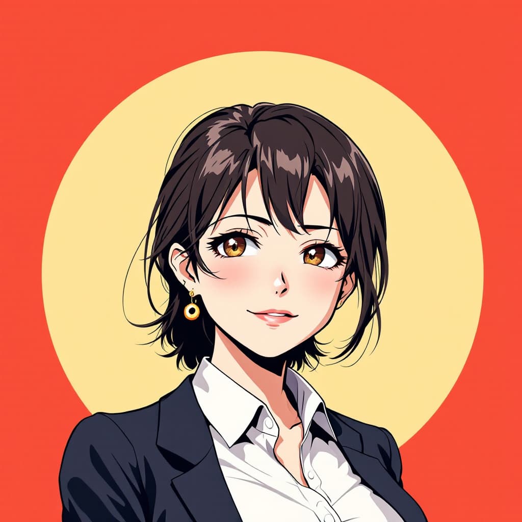 AI generated: Japanese anime style, a Japanese women,Office lady ,smug,triumphant expression　　