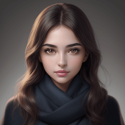 AI generated: Portrait of a young woman with glowing skin and full lips. She should have large, expressive black-b...