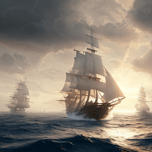 AI generated: Photo of a ultra realistic sailing ship, dramatic light, pale sunrise, cinematic lighting, battered,...