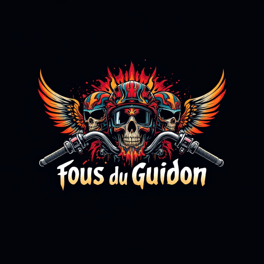 AI generated: Create a bold and exciting logo for "Fous du Guidon", a brand related to the world of motorcycling. ...