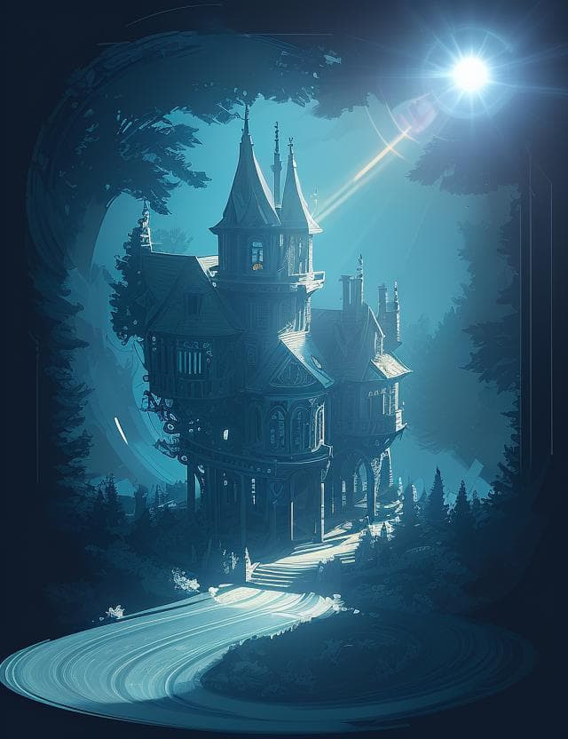 AI generated: DEscenery, Kinetic Sculpture, Romantic, Anamorphic Lens Flare, id Tech engine, Atmospheric, Cyanotyp...