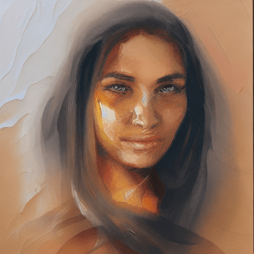AI generated: full body portrait of Dilraba, slight smile, diffuse natural oil painting with heavy impasto, highly...