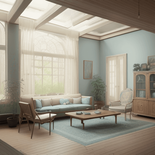 AI generated: High resolution photography interior design, dreamy sunken living room conversation pit, wooden floo...