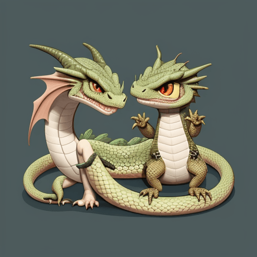 AI generated: Cute dragon and snake
