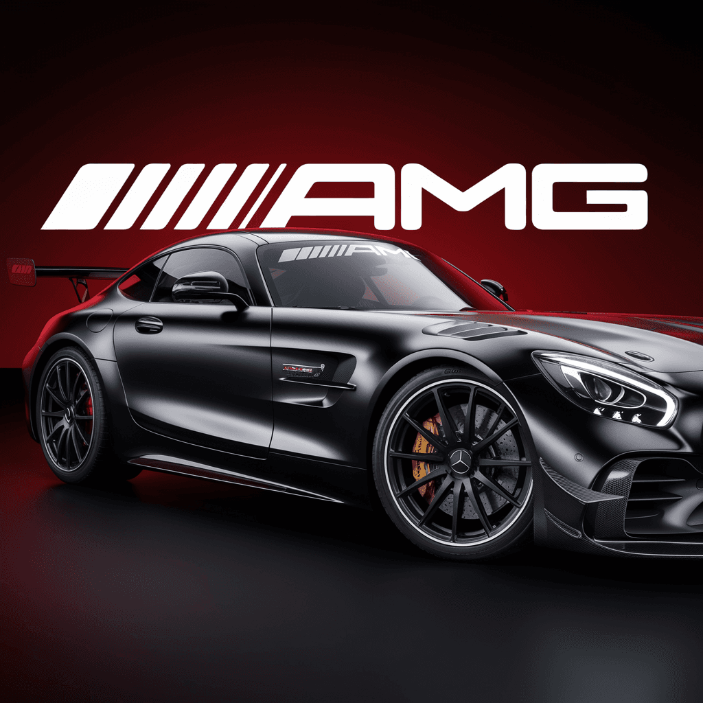 AI generated: "A high-performance Mercedes-Benz AMG sports car in a futuristic setting, showcasing a sleek black d...