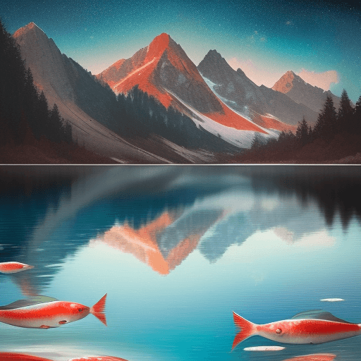 AI generated: Illustration of A crystal-clear mountain lake reflecting the surrounding scenery. Panning shot, Spac...