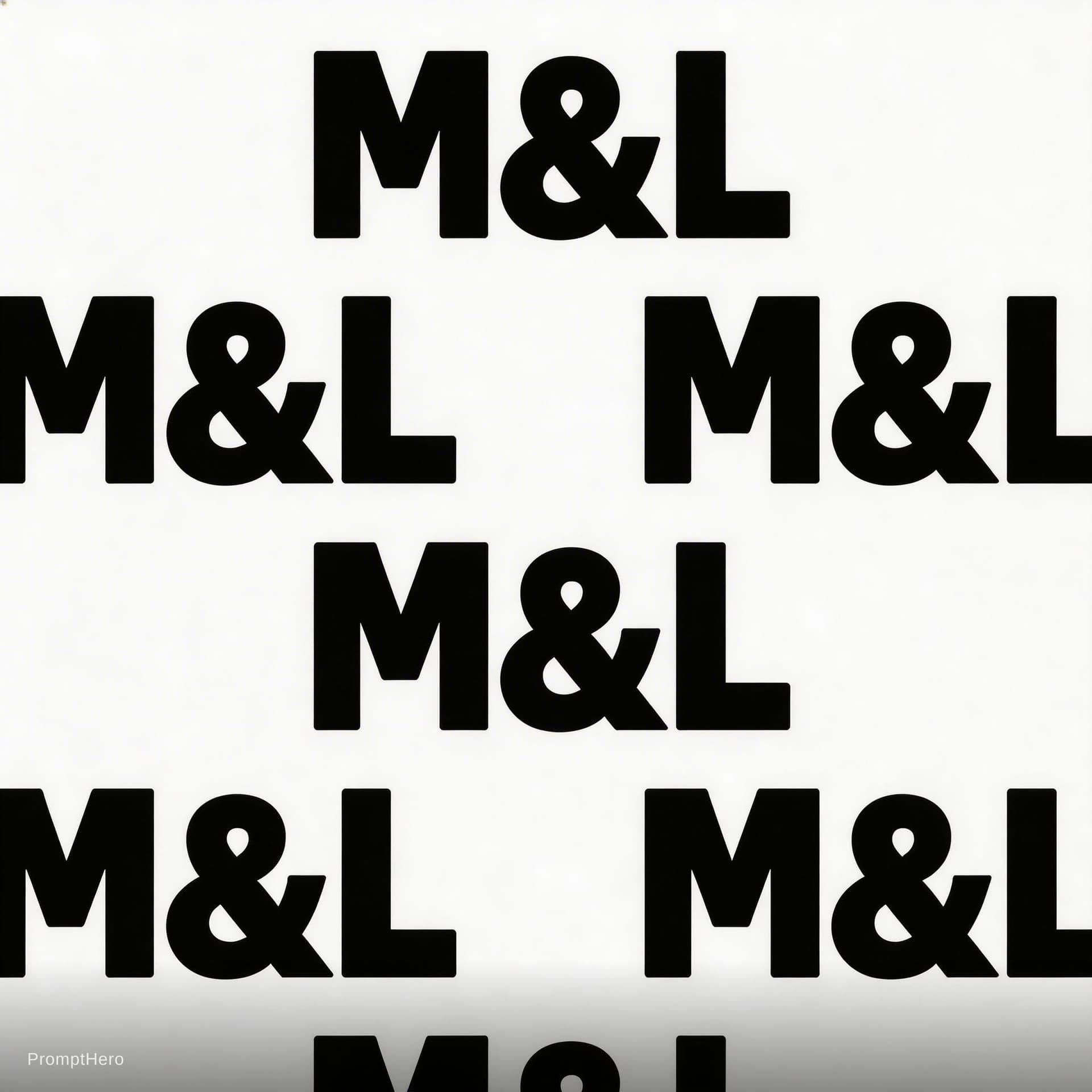 AI generated: create a pattern the text "M&L" in black on white. The pattern should fit exactly into itself on eve...