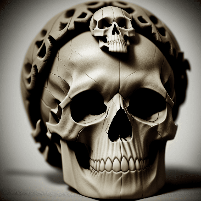 AI generated:  carved skull photographic cinematic