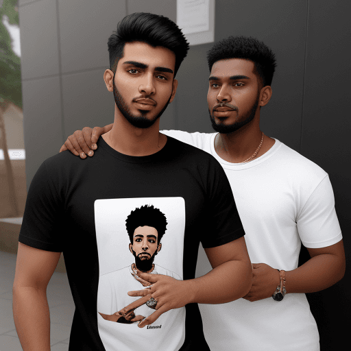 AI generated: a guy with a black tee chirt with  "@murimceo" printed in white