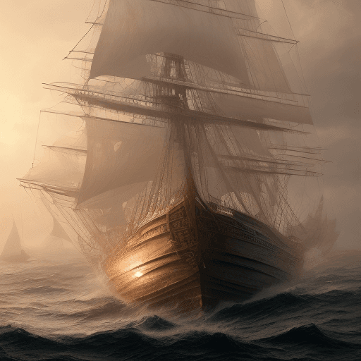 AI generated: Photo of a ultra realistic sailing ship, dramatic light, pale sunrise, cinematic lighting, battered,...
