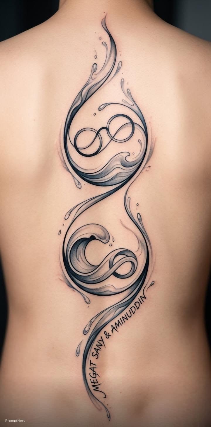 AI generated: surrealistic tattoo design, super simple, abstract, smooth flowing water, --ar 1:2 --stylize 750 --v...