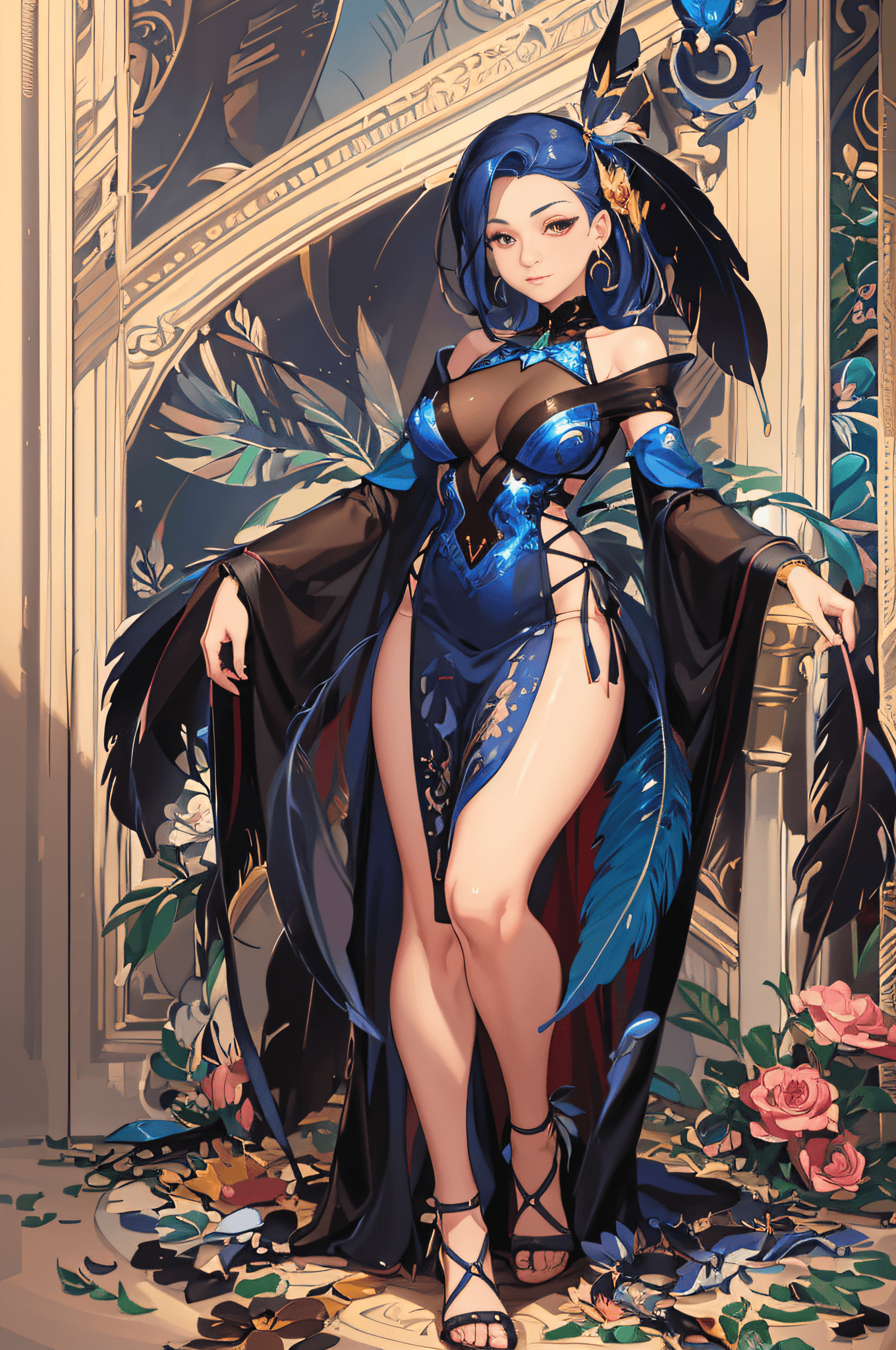 AI generated: there is a woman in a blue dress posing for a picture, extremely detailed artgerm, artgerm on artsta...