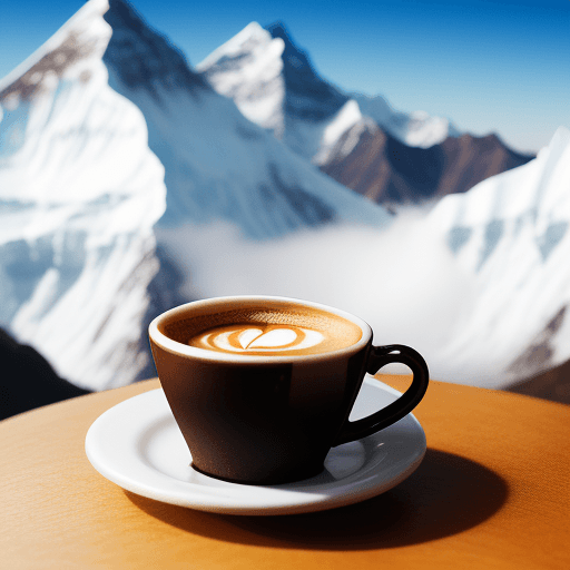 AI generated: small espresso cup 
coffee in mounin 
mont everest