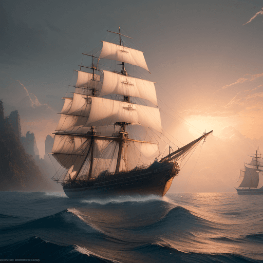 AI generated: Photo of a ultra realistic sailing ship, dramatic light, pale sunrise, cinematic lighting, battered,...
