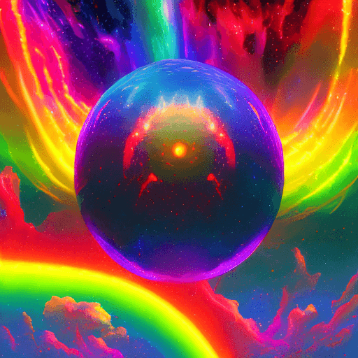 AI generated: cybernetic flames levelling up dragon eggs surround in rainbow fire and flame drops scenery, landsca...