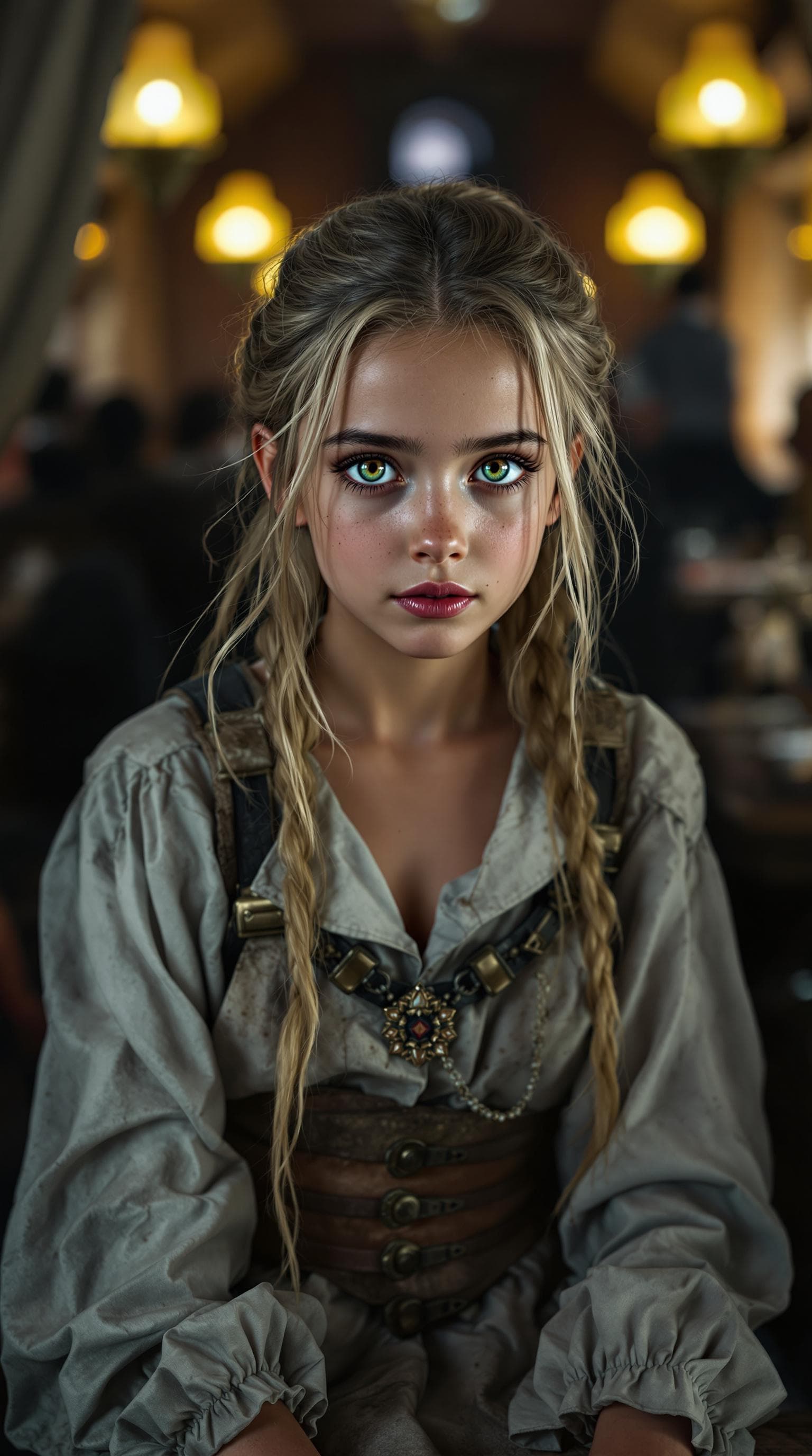 AI generated: A photo realistic of a exceptionally beautiful Saudi (age 11) girl, long hair, in a pony tail, dress...