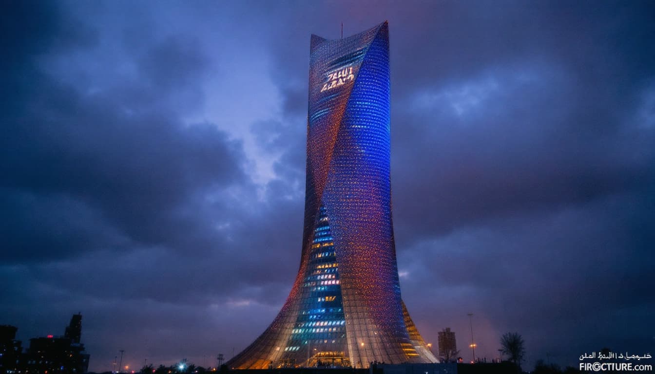 AI generated: fall in Tehran azadi tower 