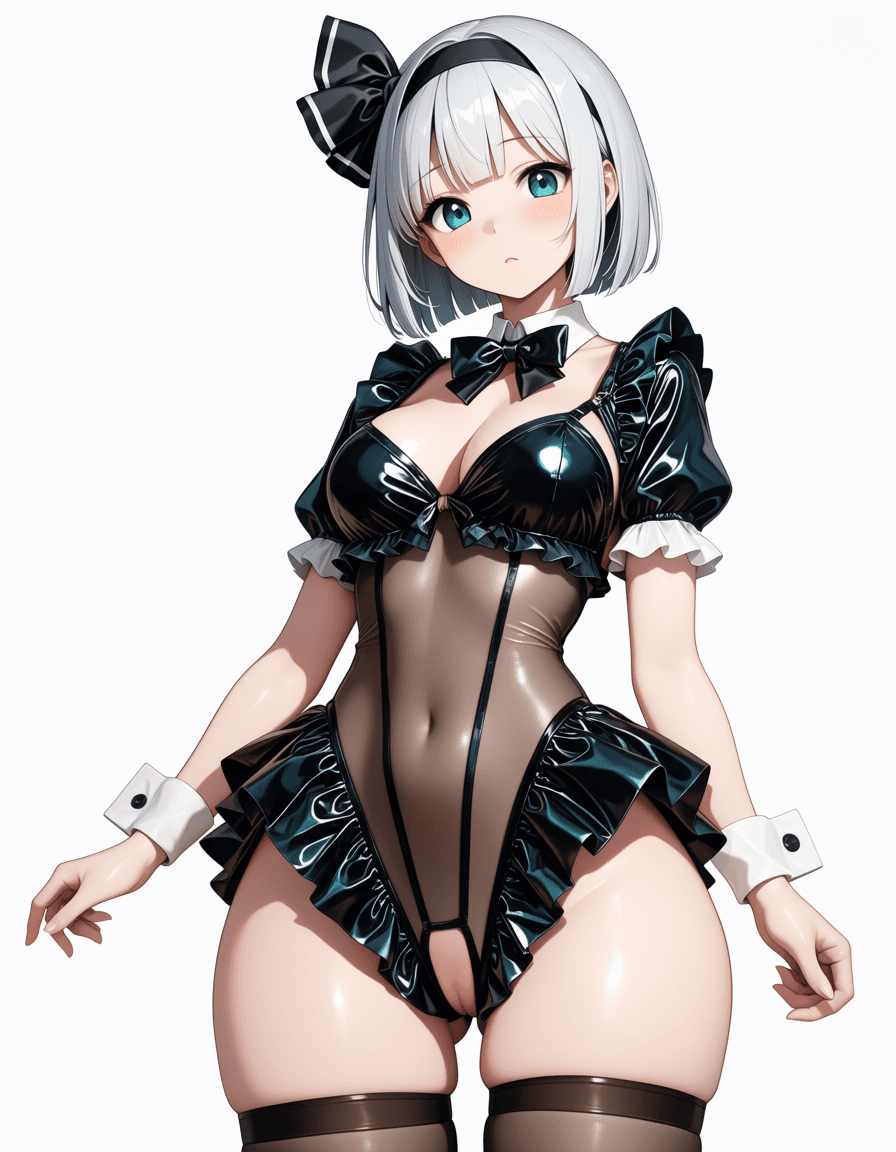 Latex & Mesh Frilled Leotard - Image 4