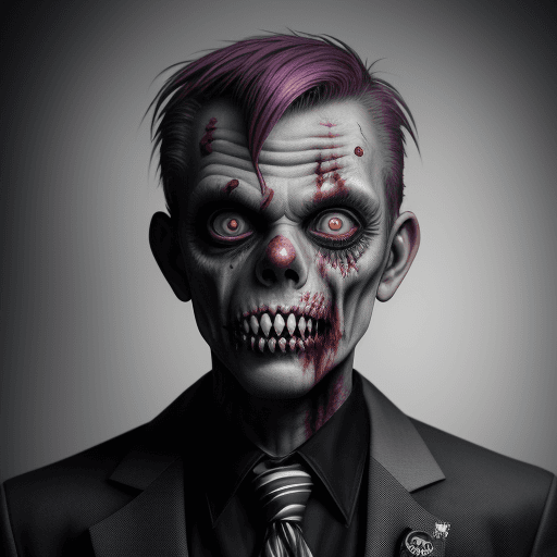 AI generated: zombie punk, depicted as aruthless CEO of a Fortune 500 company, surrealism, Sony FE 70-200mm f/2.8 ...