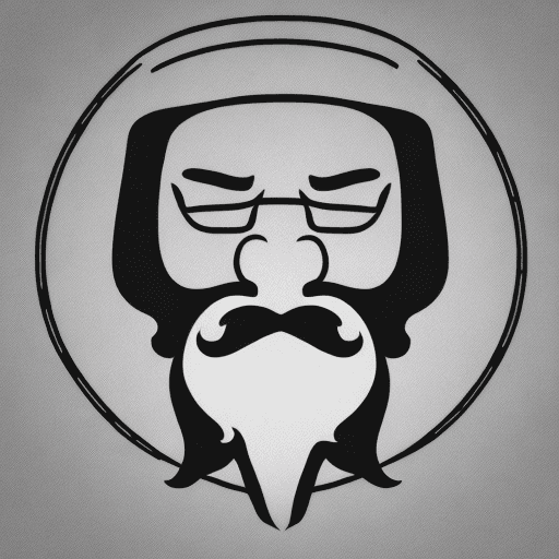 AI generated: Minimalist one-line drawing logo of (male with long hairy and beard emoji) , white background.