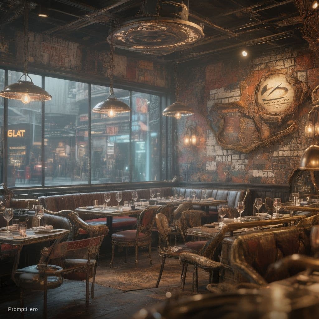 AI generated: halo 1 theme restaurant with 50 booths