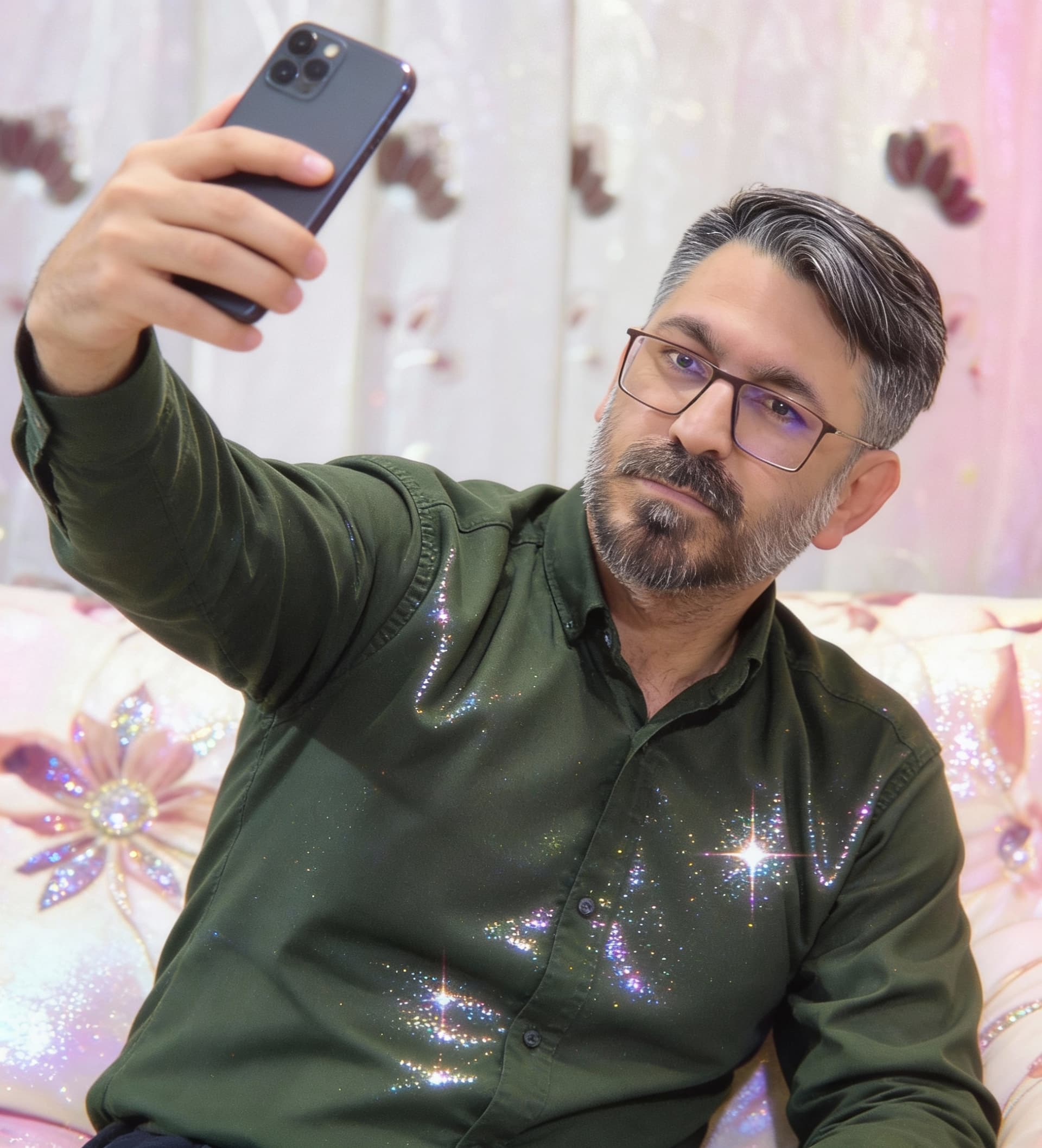 AI generated: apload photo poses for a selfie, in the style of social media influencers, webcam photography, Felic...