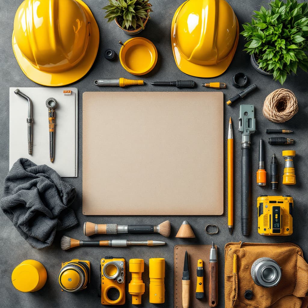 AI generated: a a 4k flat lay photography of modern civil engineer accessories 
