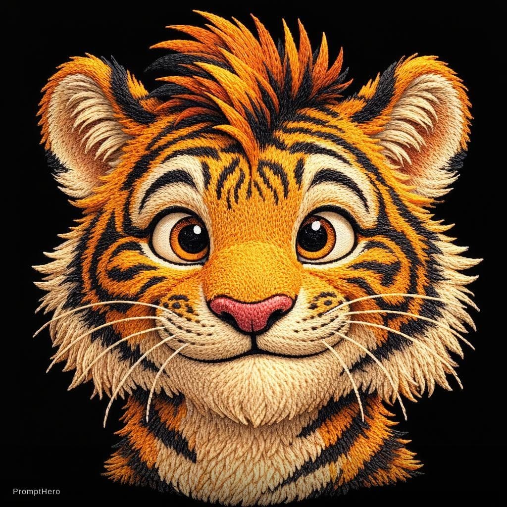AI generated: Create a ultra high resolution Pixar style 
Quirky Tiger with a Mohawk don't include any jewellery a...