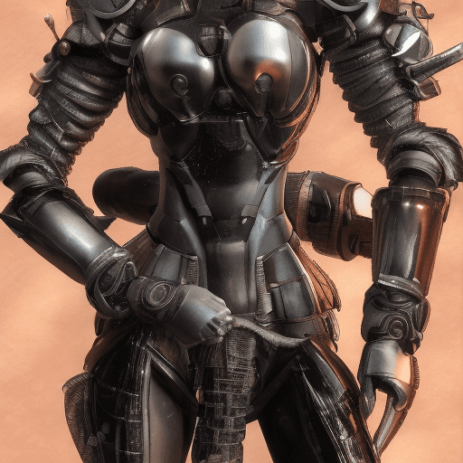 AI generated: female mech warrior by Masamune Shirow, manga, single face, trending on artstation, WLOP, detailed, ...