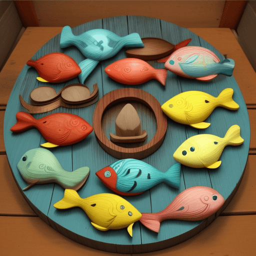AI generated: many wooden fishes