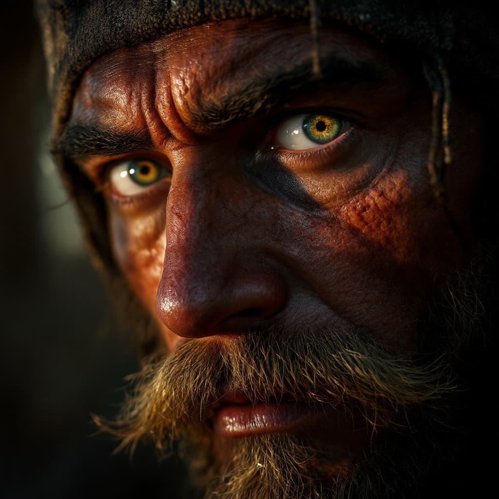 AI generated: Photo of a ultra realistic portrait, dramatic light, pale sunrise, cinematic lighting, battered, low...