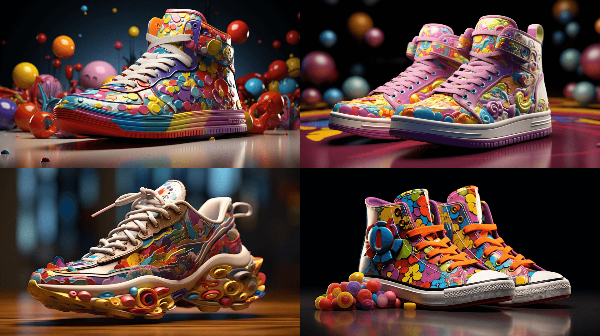 AI generated: **Step into a realm of creativity as sneakers designed by Takashi Murakami come to life in high deta...