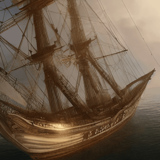 AI generated: Photo of a ultra realistic sailing ship, dramatic light, pale sunrise, cinematic lighting, battered,...
