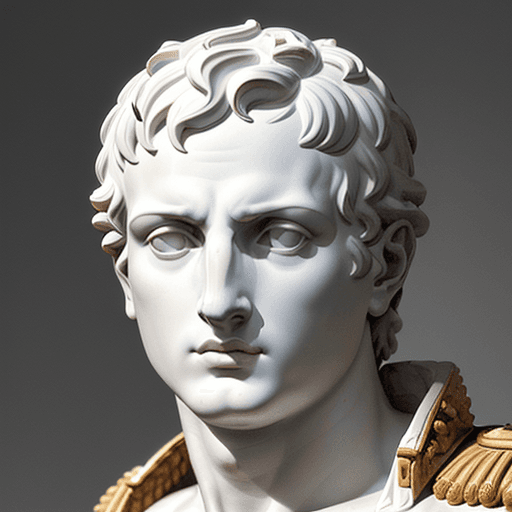AI generated: greek sculpture, head of Napoleon Bonaparte, close up, grey background --ar 71:129 --stylize 750 --v...