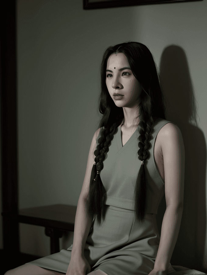 AI generated: breathtaking an asian girl,twin braids,cinematic_angle,stare,award-winning,professional,highly detai...