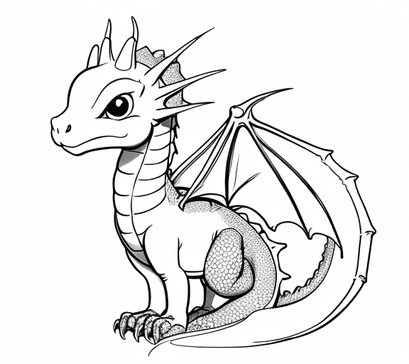 AI generated: cartoon baby dragon flower only the lines so i can paint it and fit the canvas
