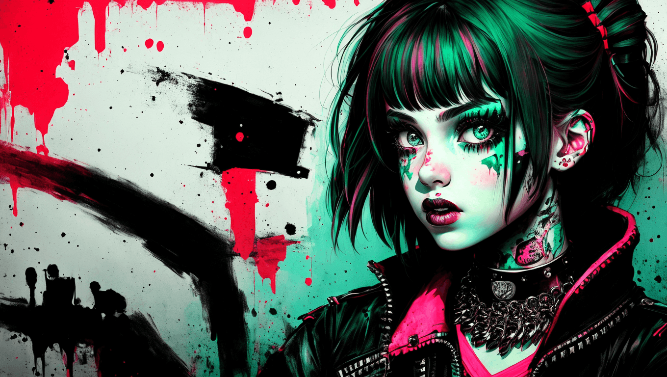 AI generated: portrait of a teenage girl, (by artist Will Toulan:1.2), Necropunk style, ~*~Enhance~*~