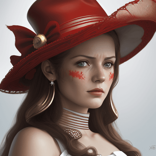 AI generated: a lady in red with a sombrero with the face of a star wars character, in the style of florian nicoll...
