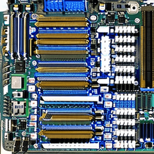 AI generated: high res, motherboard finely detailed, 26 pin power connector, socket 1155, intel microprocesor, hea...