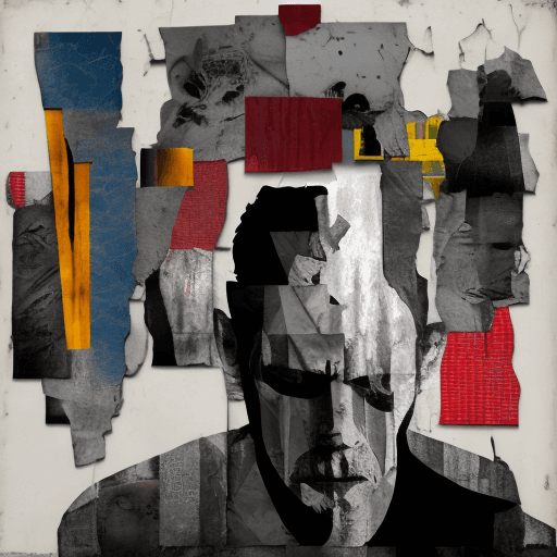 AI generated: abstract, broken man, outcast, far from love, far from society, no face, in the style of multi-layer...