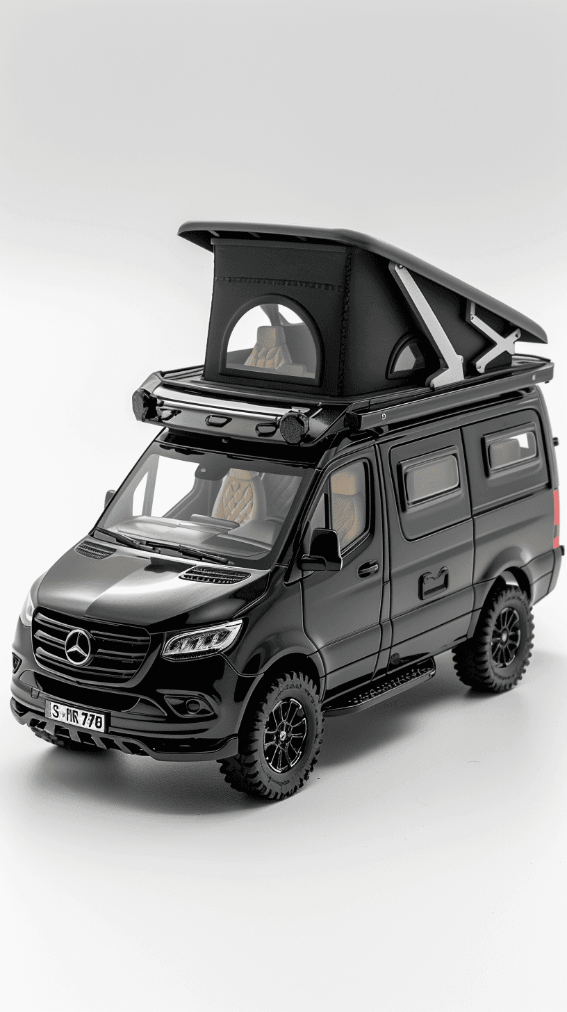 AI generated: Mercedes Benz Hymer B-Class ML-T 780, black cab, silver center
