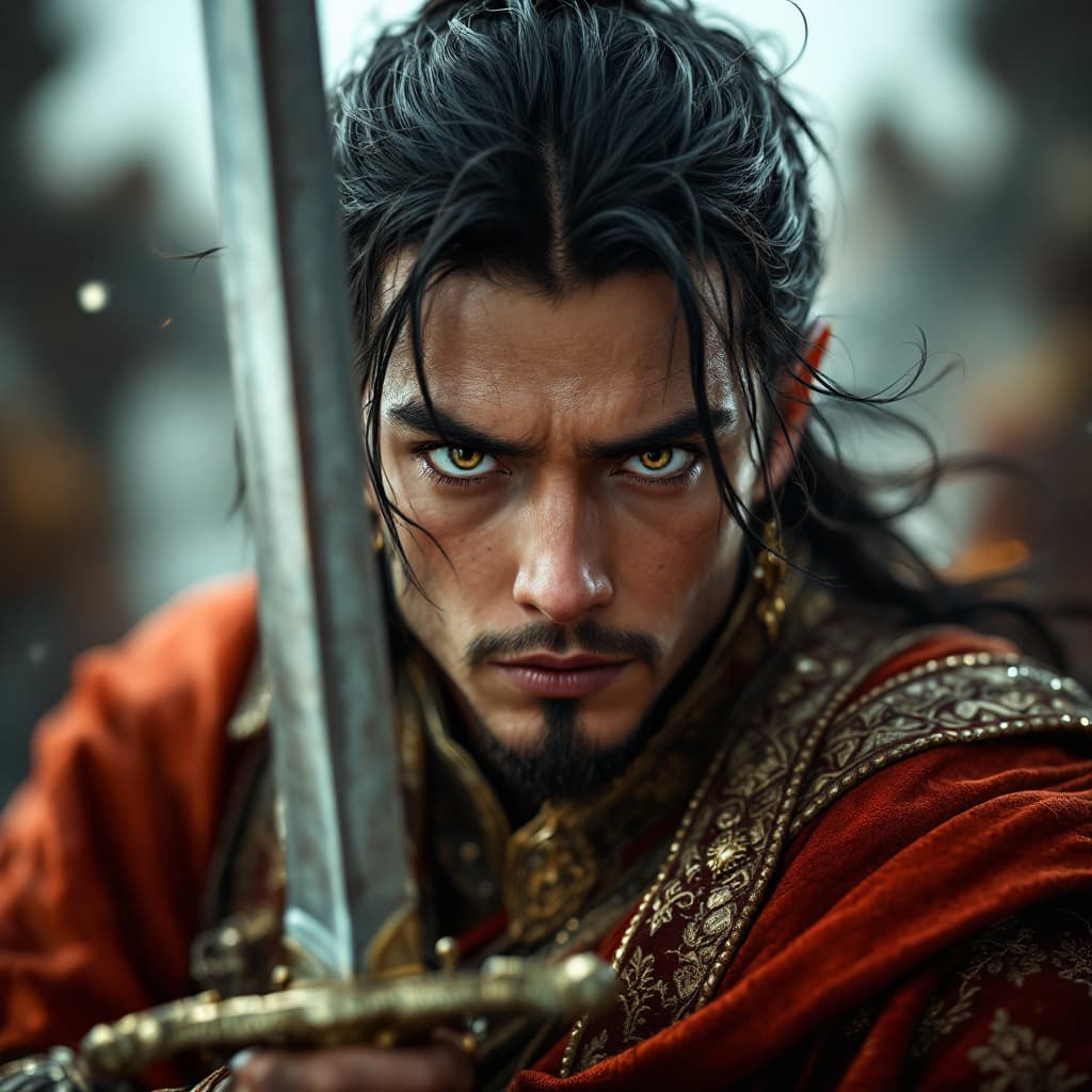 AI generated: hyper-realistic (fabled character tale1:3) from the bright kingdom, with detailed eyes, clothes are ...