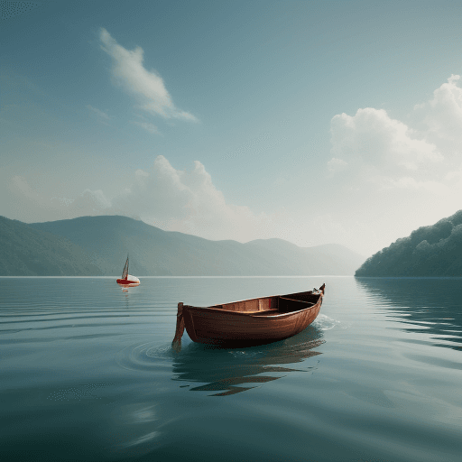 AI generated: A rose in boat, floating a hill.
