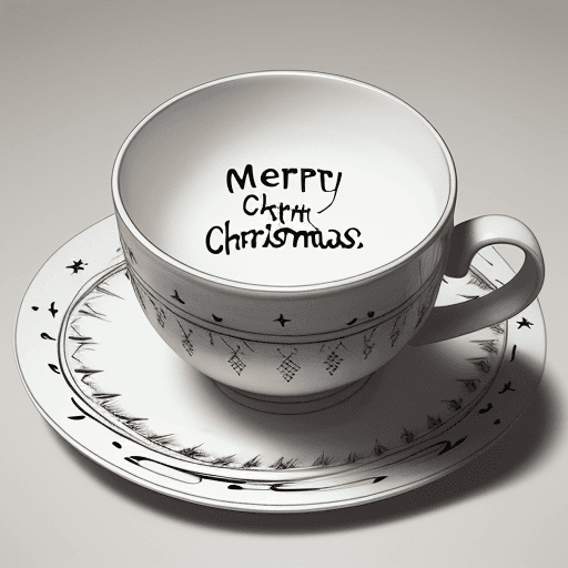 AI generated: detailed drawing cup with the inscription Merry Christmas