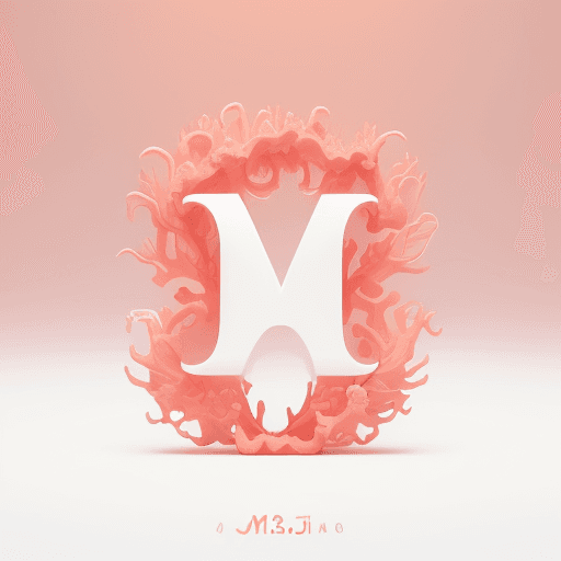 AI generated: create a High resolution modern and elegant logo in the shape of M with coral hair and wearing coral...