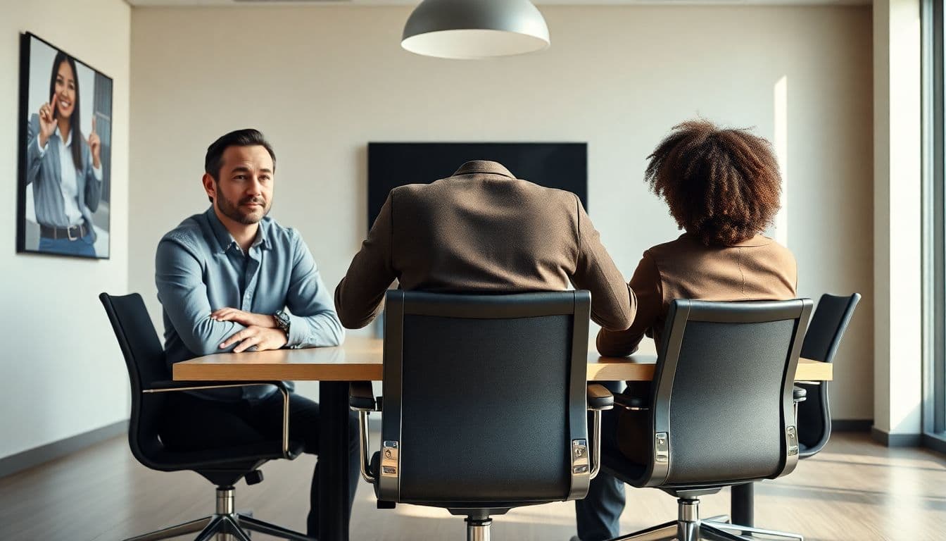 AI generated: /imagine prompt: Photorealistic conference room at 8K resolution, 45-year-old Caucasian CEO (skin po...
